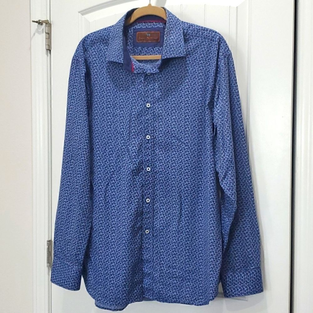 James Tattersall Men's Classic Long Sleeve Dress Shirt, Size:XLARGE Color: Blue